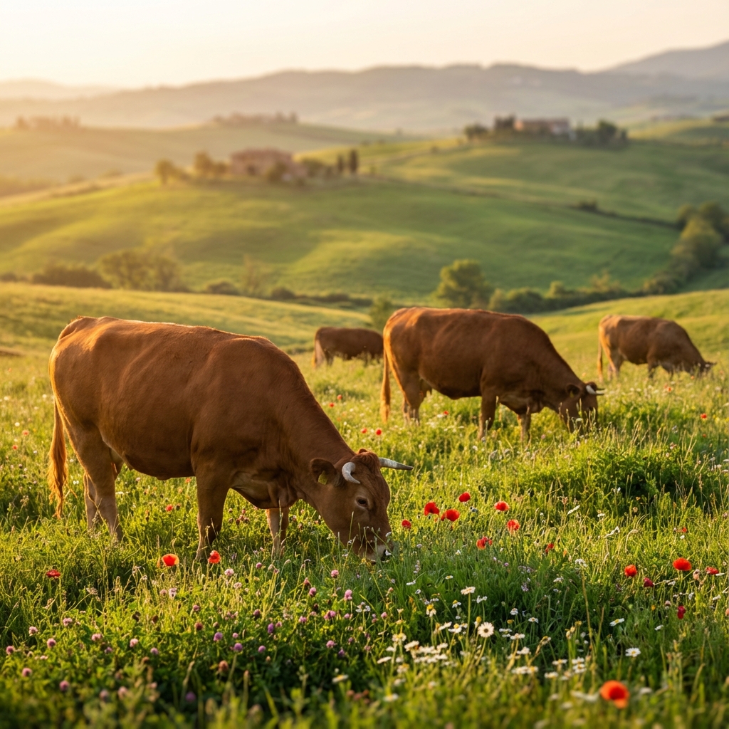 Bovini al pascolo in ambiente naturale